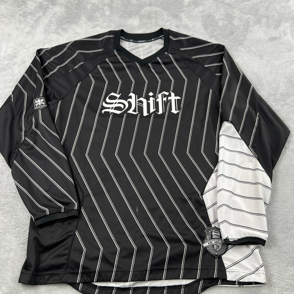 Shift Squadron Pinstripe Motocross Jersey XL Black Racing Streetwear Goth Y2K